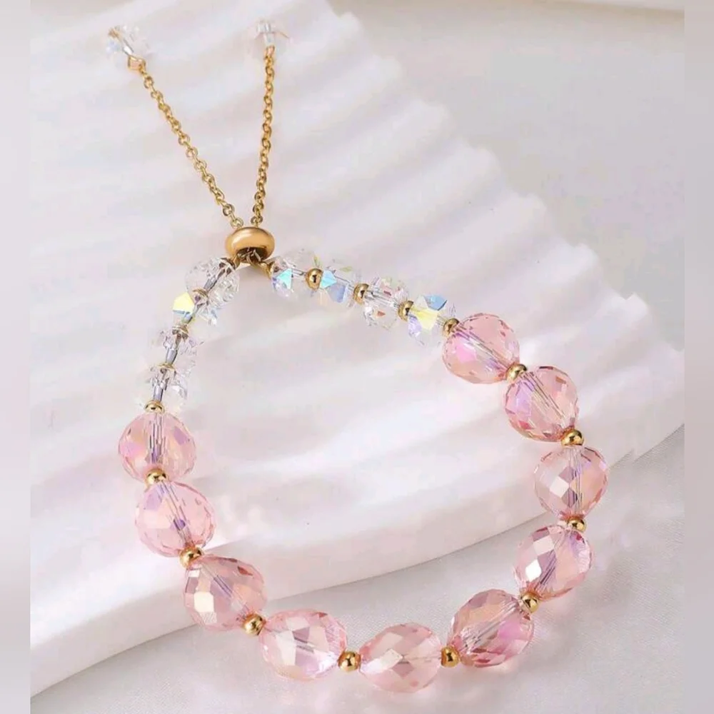 💗HP! Elegant Crystal Faceted Beaded Adjustable Bracelet New!
